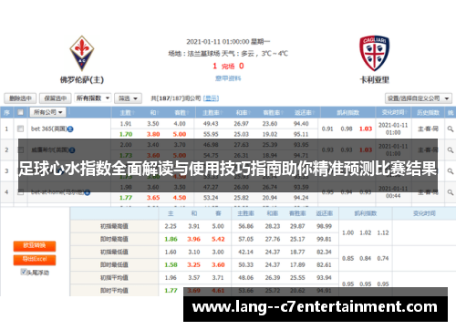 足球心水指数全面解读与使用技巧指南助你精准预测比赛结果